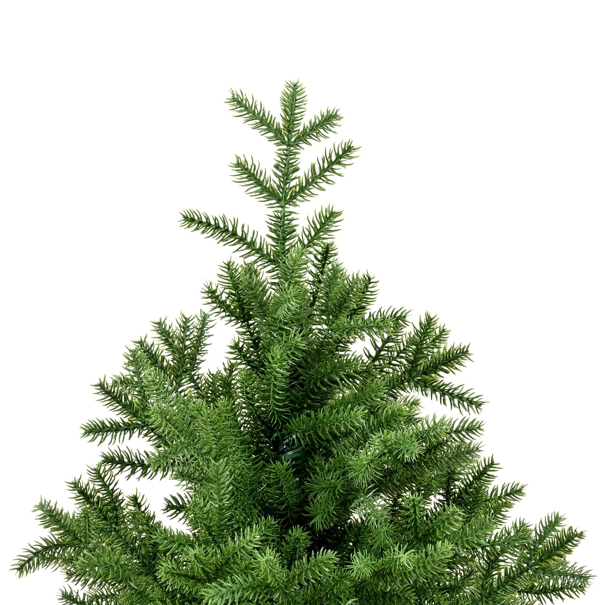 Back. BreeBe - Premium 7FT Spruce Full PE Christmas Tree Unlit with Hinged Branches and Foldable Metal Stand - Green.