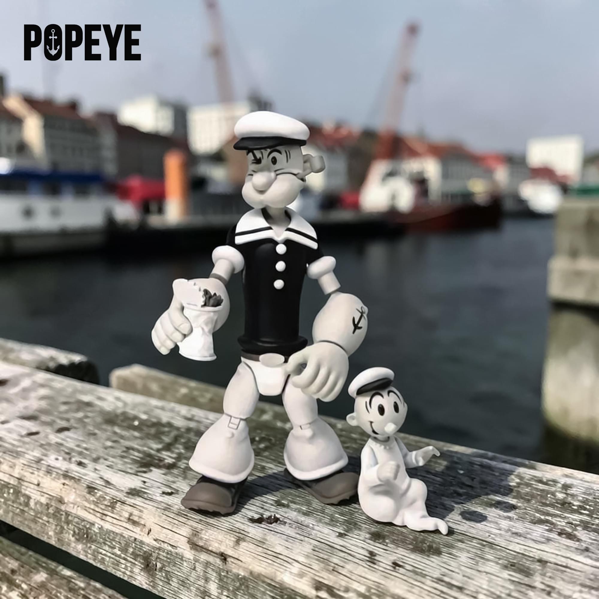 Alt View 10. Boss Fight Studio - Popeye Classics 1:12 Scale Action Figure | Popeye (Black & White Ver.) - Grey.