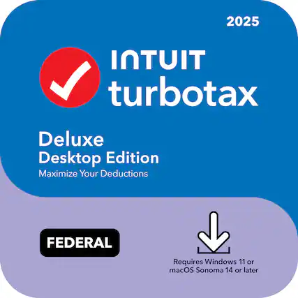 2025 Intuit TurboTax Deluxe Desktop Edition
Maximize Your Deductions
FEDERAL
Requires Windows 11 or macOS Sonoma 14 or later
