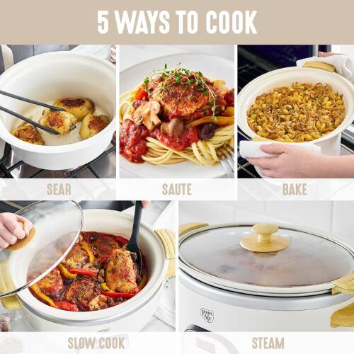 5 WAYS TO COOK

SEAR  
SAUTE  
BAKE  
SLOW COOK  
STEAM