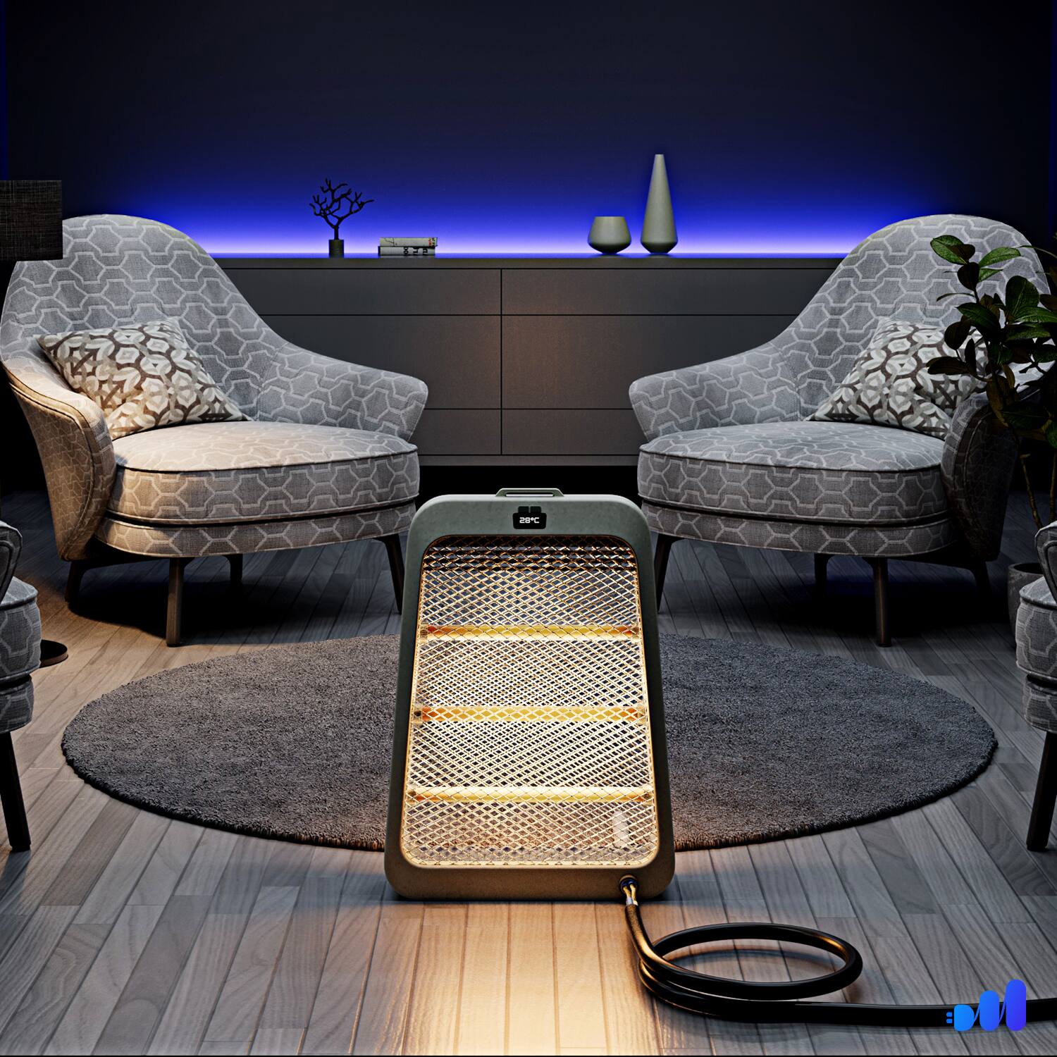 Alt View 4. Maximm - 360 Degree Rotating Flat Plug - 15ft Replacement Power Cord with Open End, 14AWG 3 Conductor 3-Prong - Black.