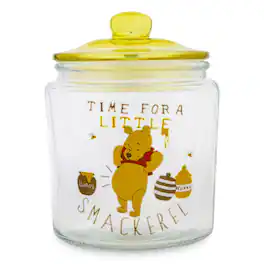 Disney - Winnie the Pooh Glass Snack Jar Container With Lid | 6 Inches Tall - Yellow