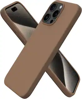 Ornarto - Compatible with iPhone 15 Pro Max Case 6.7", Slim Liquid Silicone Full Covered Protective Cover - Brown