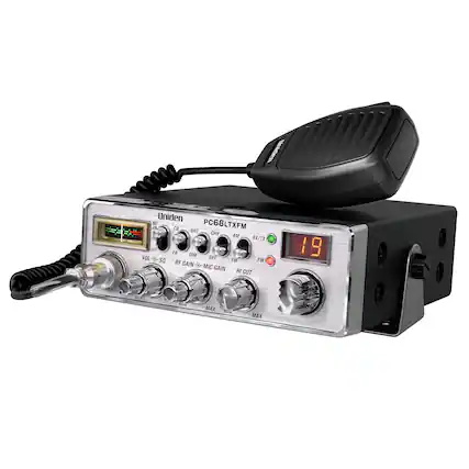 Uniden PC68LTXFM
INL CE BRT CNG A AM RX/TX DFF A DVM VOL-D-SQ VOL OFF FM FM RF GAIN 3 MIC GAIN HI CUT 18 Wr Slun MAX TMire MAX