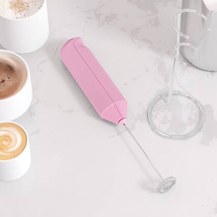 Front. Tooloton - Handheld Milk Frother, Mini Foam Maker for Coffee, Matcha and Hot Chocolate, Stand Included, Pink - Pink.