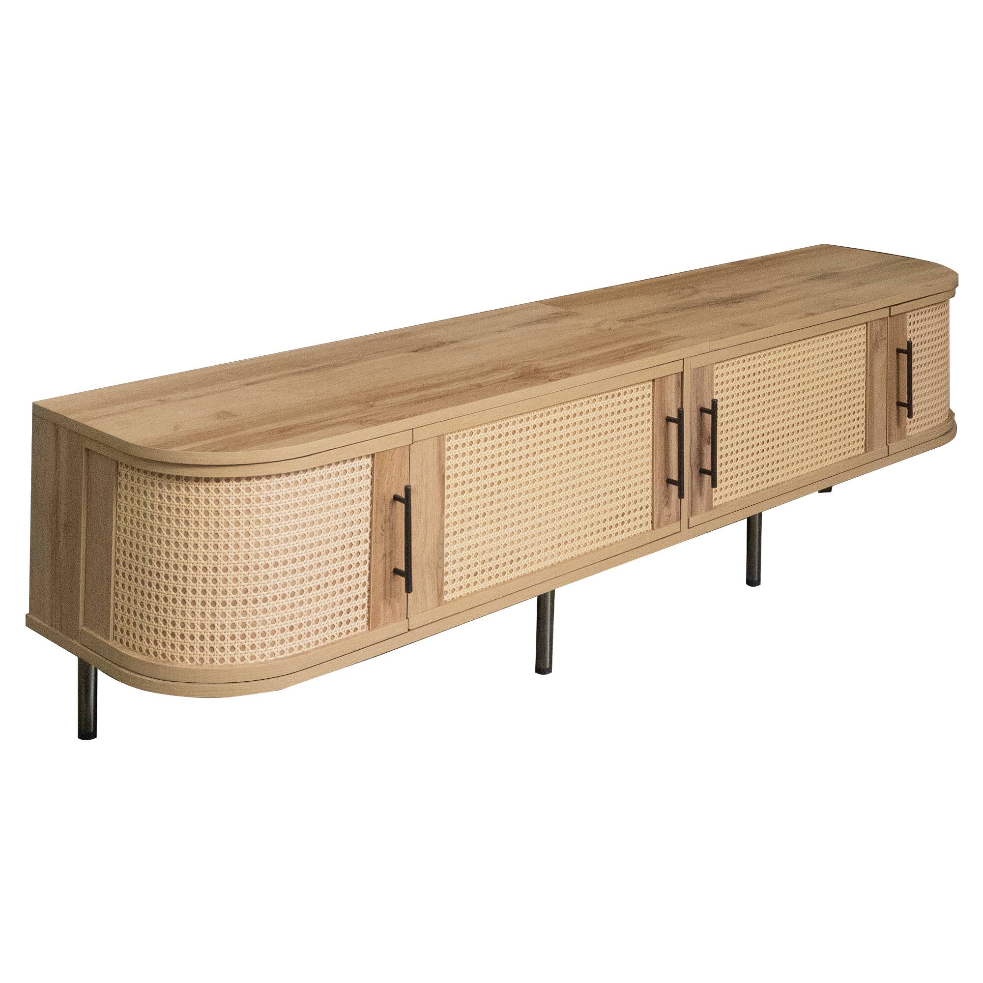 Alt View 5. MERAVOM - TV Stand for up to 80" TVs, Entertainment Center with 4 Doors, Modern Media Console with Storage Cabinet for Living Room - Natural.