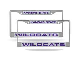 Rico Industries - Kansas State K-State Wildcats (Set of 2) Chrome Metal Laser Cut License Plate Frame - Multi