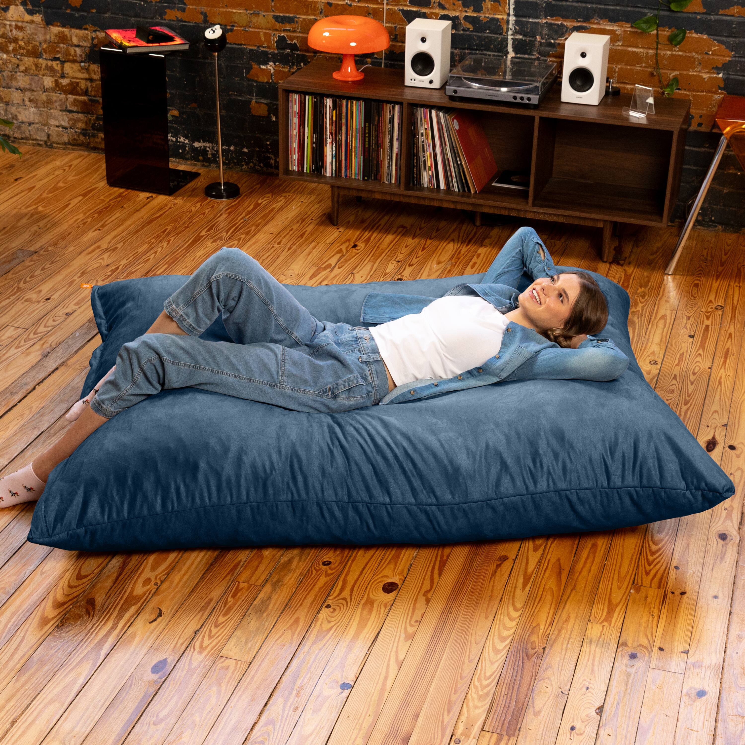Alt View 1. Jaxx - Jaxx Pillow Saxx 5.5-Foot - Huge Bean Bag Floor Pillow and Lounger, Navy - Navy.