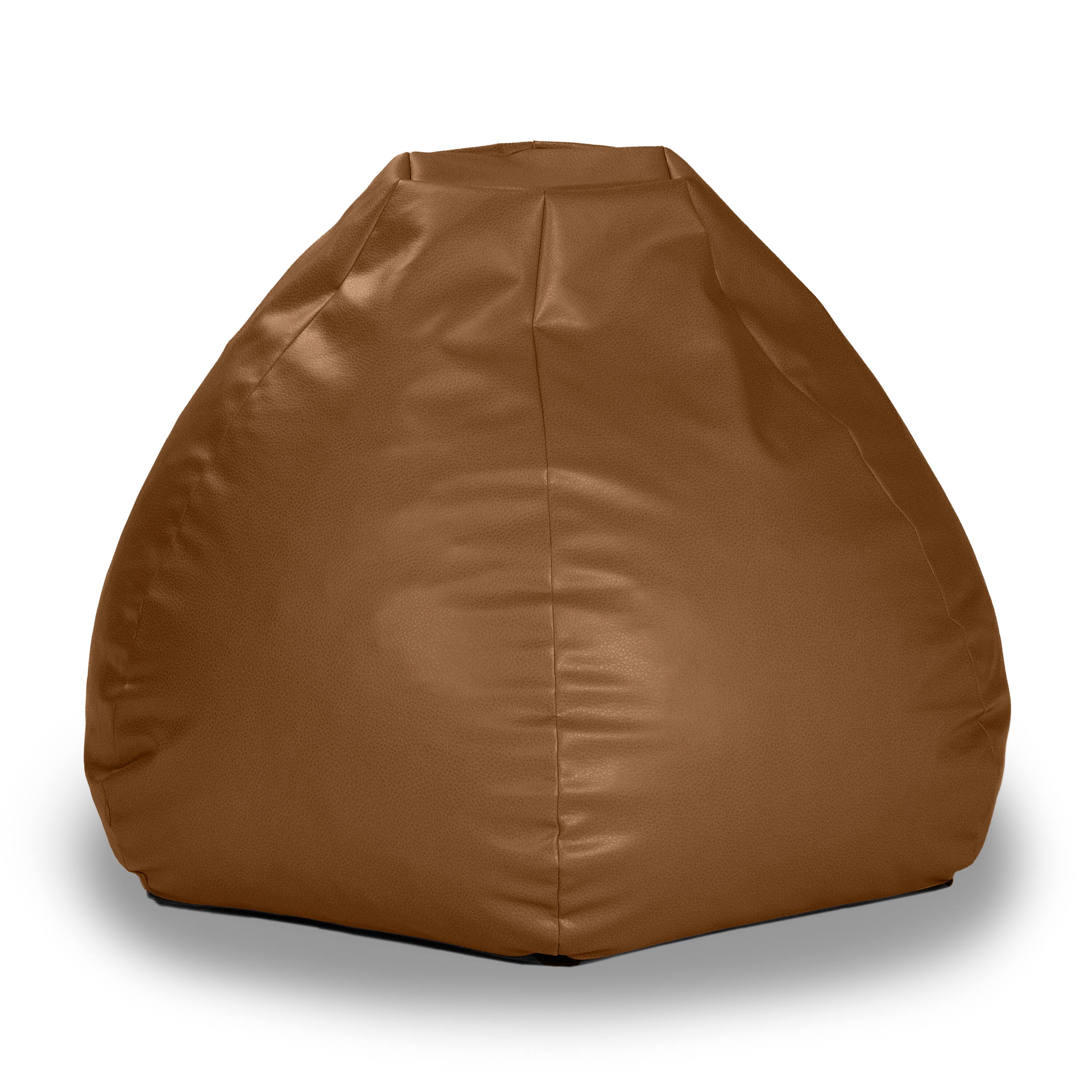 Front. Jaxx - Atrium Collection Lozia Loveseat - Large Foam Bean Bag Sofa Faux-Leather - Walnut - Walnut.