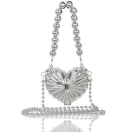 Auledio - Women's Heart-Shaped Crossbody Bag for Wedding & Evening - Silvery
