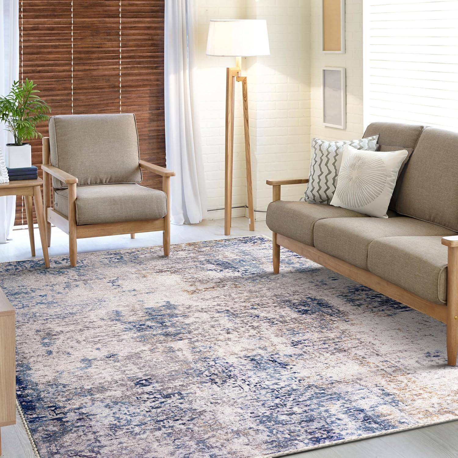 Alt View 5. Sorbus - Sorbus 5x7 Area Rug, Machine Washable, Non-Slip, Vintage Rug - Low Pile Non-Shedding Indoor Area Rugs for Living Room - Drift.