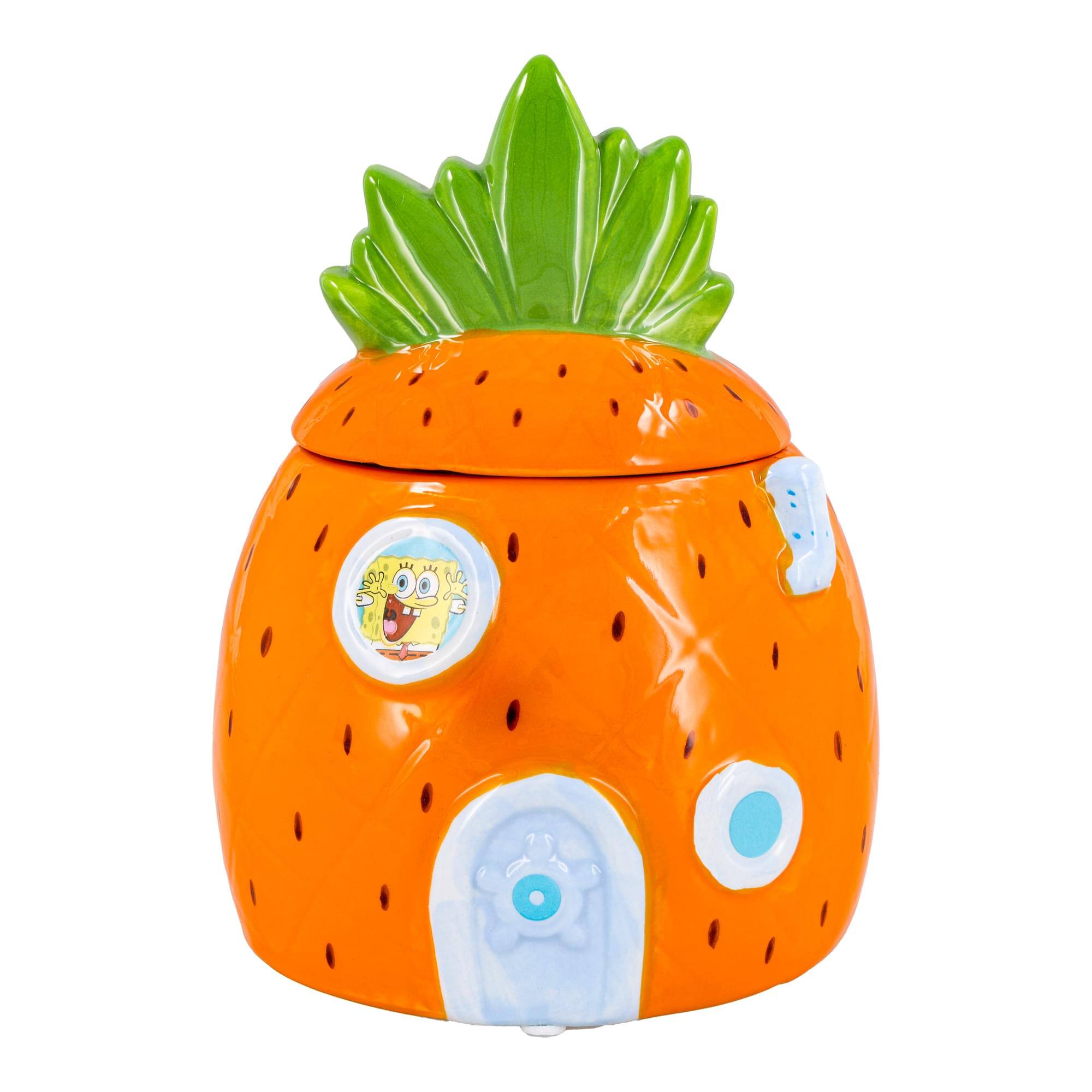 Front. Silver Buffalo - Nickelodeon SpongeBob SquarePants Pineapple House Sculpted Ceramic Snack Jar - Multi-Colored.