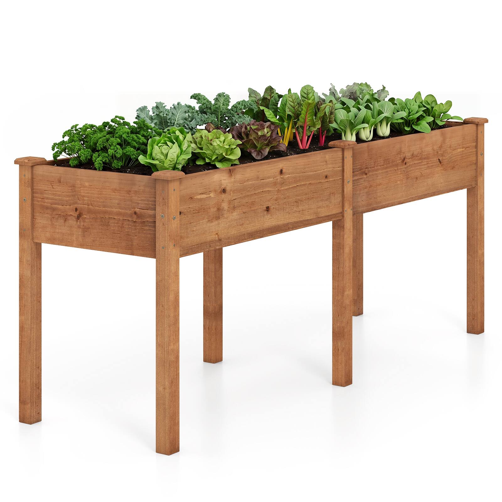 Alt View 9. Costway - Outdoor Raised Garden Bed with Legs 73x23x30in Wood Planter Box with Divider Panel - Brown.