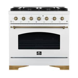 Forno Appliances - Antico 4.5 Cu. Ft. Freestanding Gas Range with Antique Brass Accents - White
