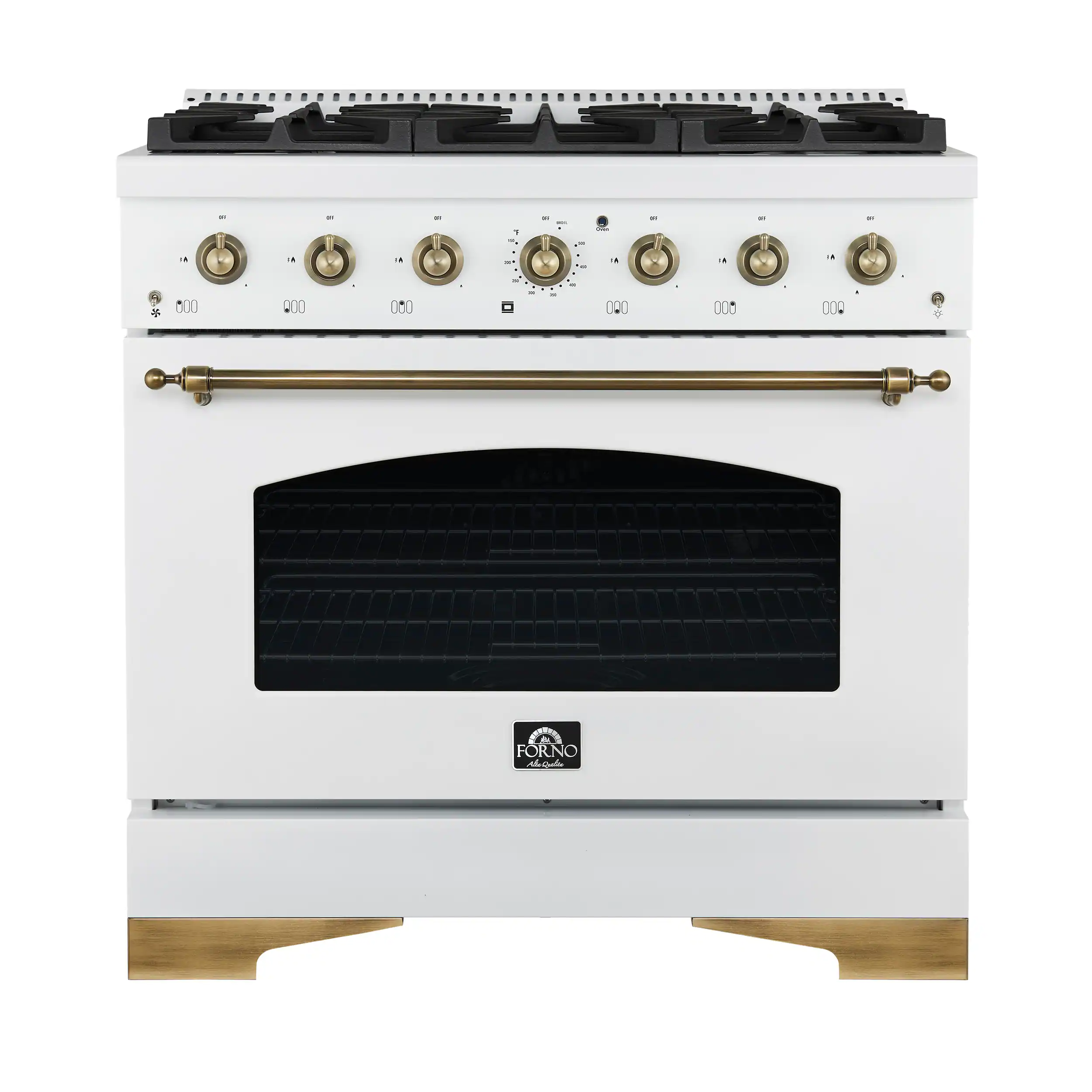 Forno Appliances - Antico 4.5 Cu. Ft. Freestanding Gas Range with Antique Brass Accents - White