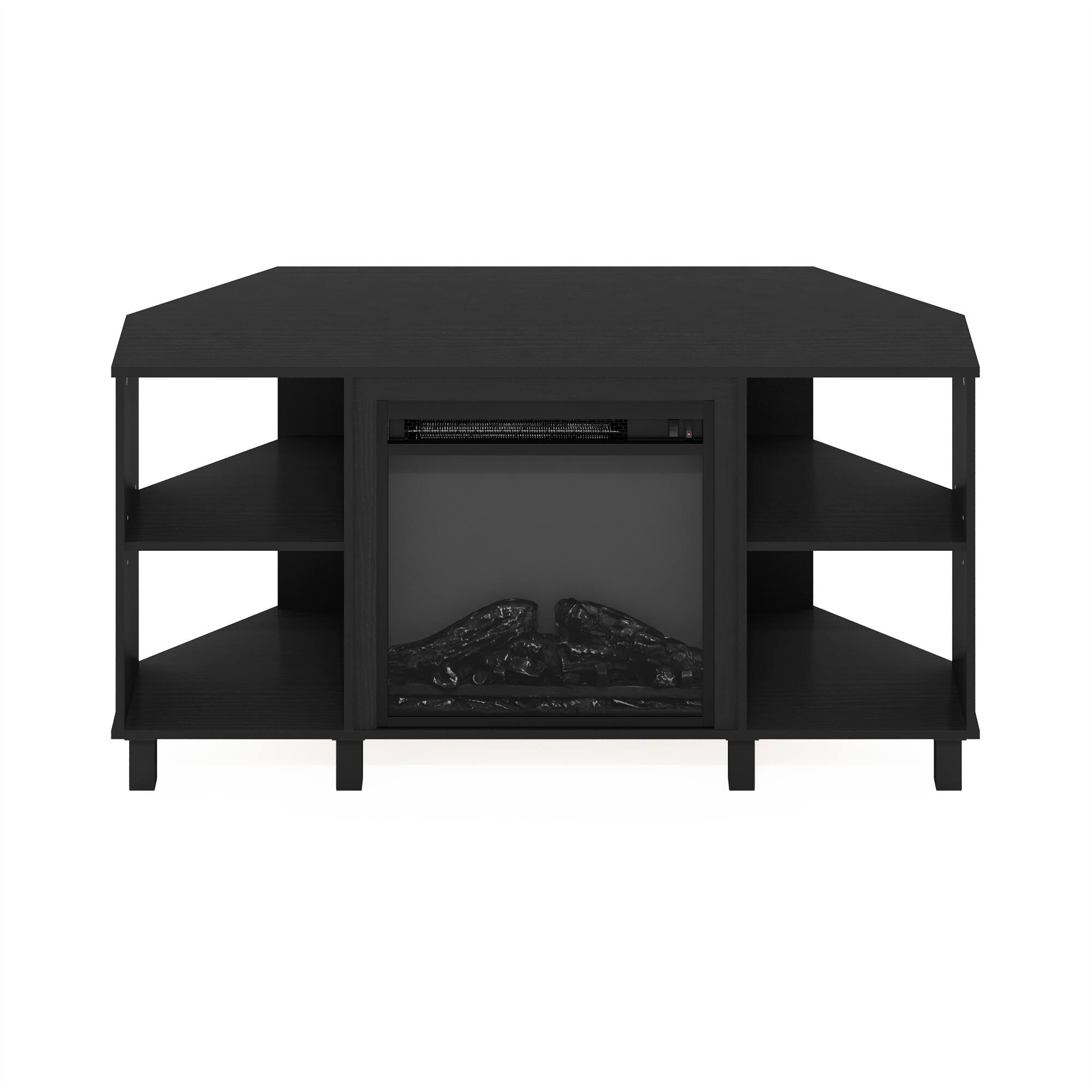 Alt View 4. Furinno - Jensen Corner Fireplace TV Stand with 4 Open Compartments for TV up to 55 Inches - Americano.