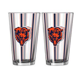 Logo Brands - Chicago Bears Two-Piece 16oz. Striped Pint Glass Set - Multicolor