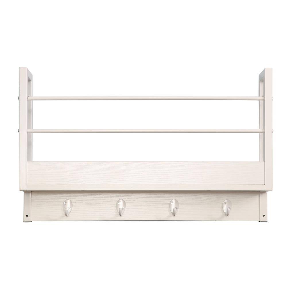 Alt View 1. JJS - Floating Book Shelf Coat Rack - White.