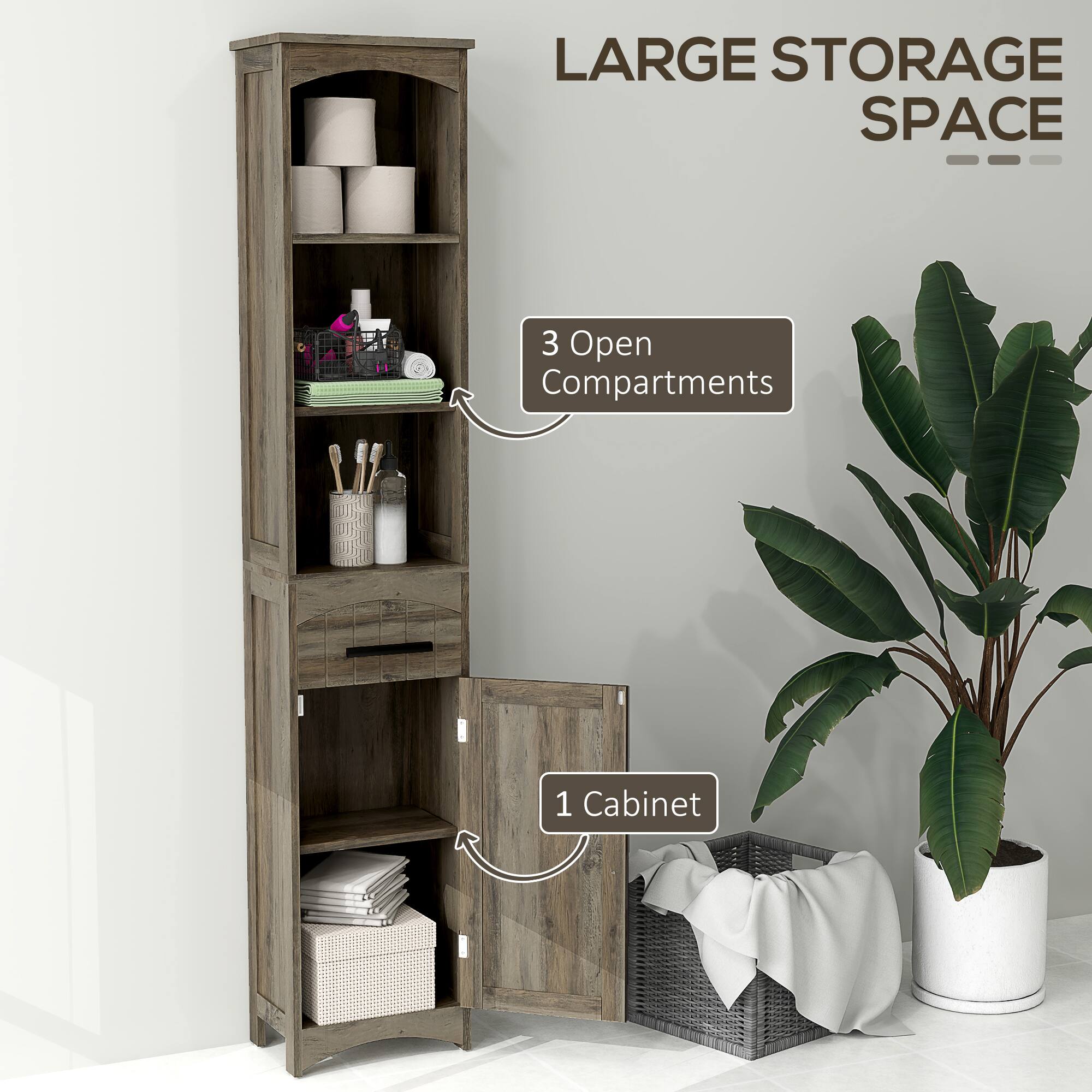 LARGE STORAGE SPACE
3 Open Compartments
1 Cabinet