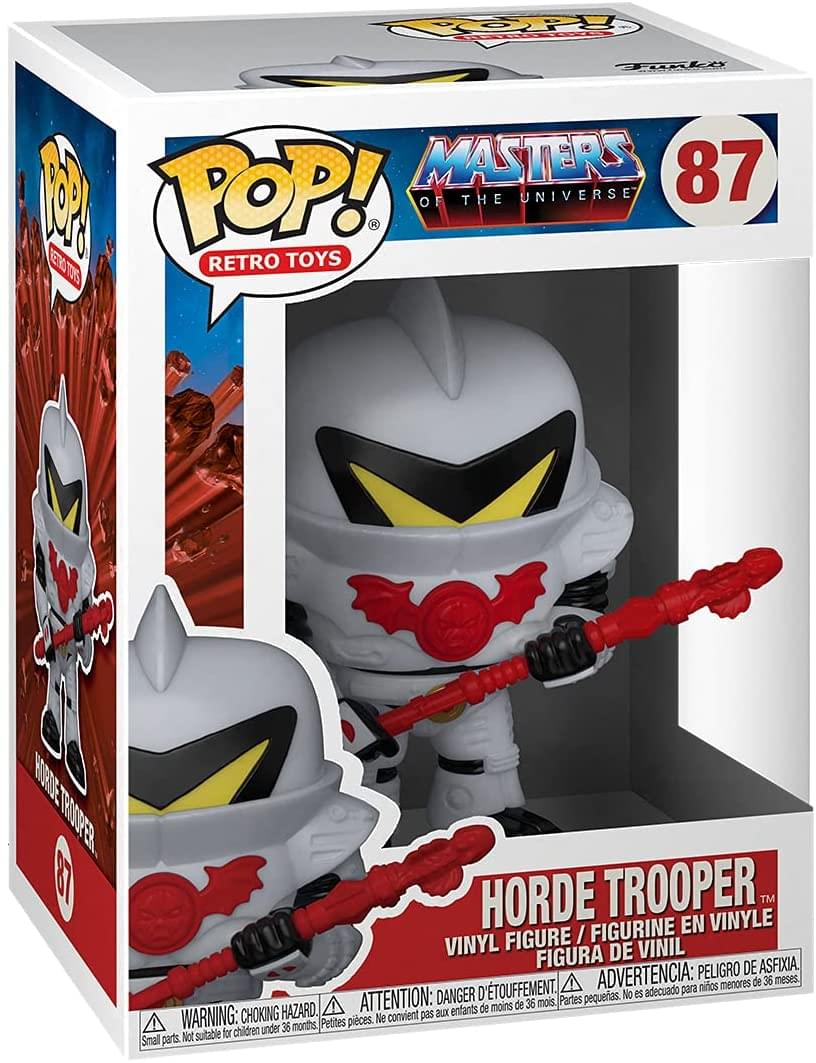**POP! Retro Toys**

**Masters of the Universe 87**

**Horde Trooper**

**Vinyl Figure / Figurine en Vinyle / Figura de Vinil**

**Warning: Choking Hazard. Small parts. Not suitable for children under 36 months.**

**Attention: Danger d'étouffement. Petites pièces. Ne convient pas aux enfants de moins de 36 mois.**

**Advertencia: Peligro de asfixia. Partes pequeñas. No es adecuado para niños menores de 36 meses.**