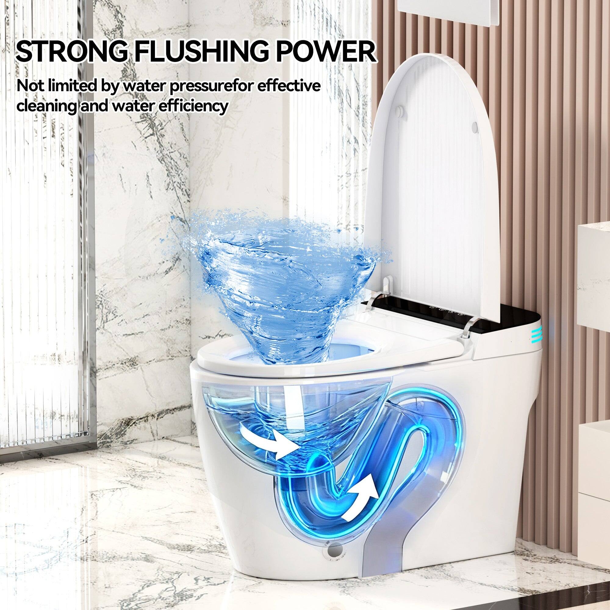 STRONG FLUSHING POWER  
Not limited by water pressure for effective cleaning and water efficiency