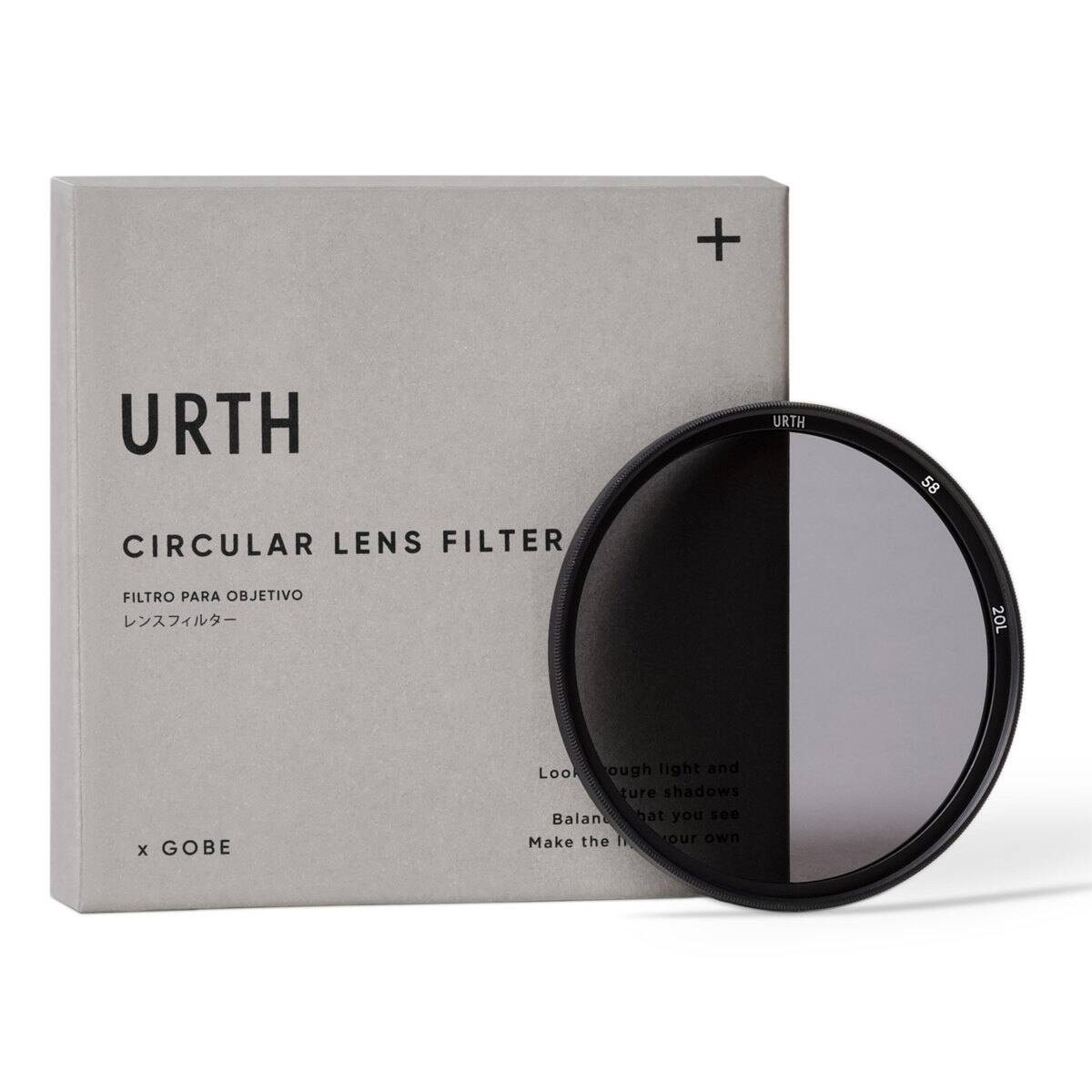 URTH  
CIRCULAR LENS FILTER  
FILTRO PARA OBJETIVO  
レンズフィルター  

x GOBE  

Look through light and true shadows  
Balance what you see  
Make the light your own