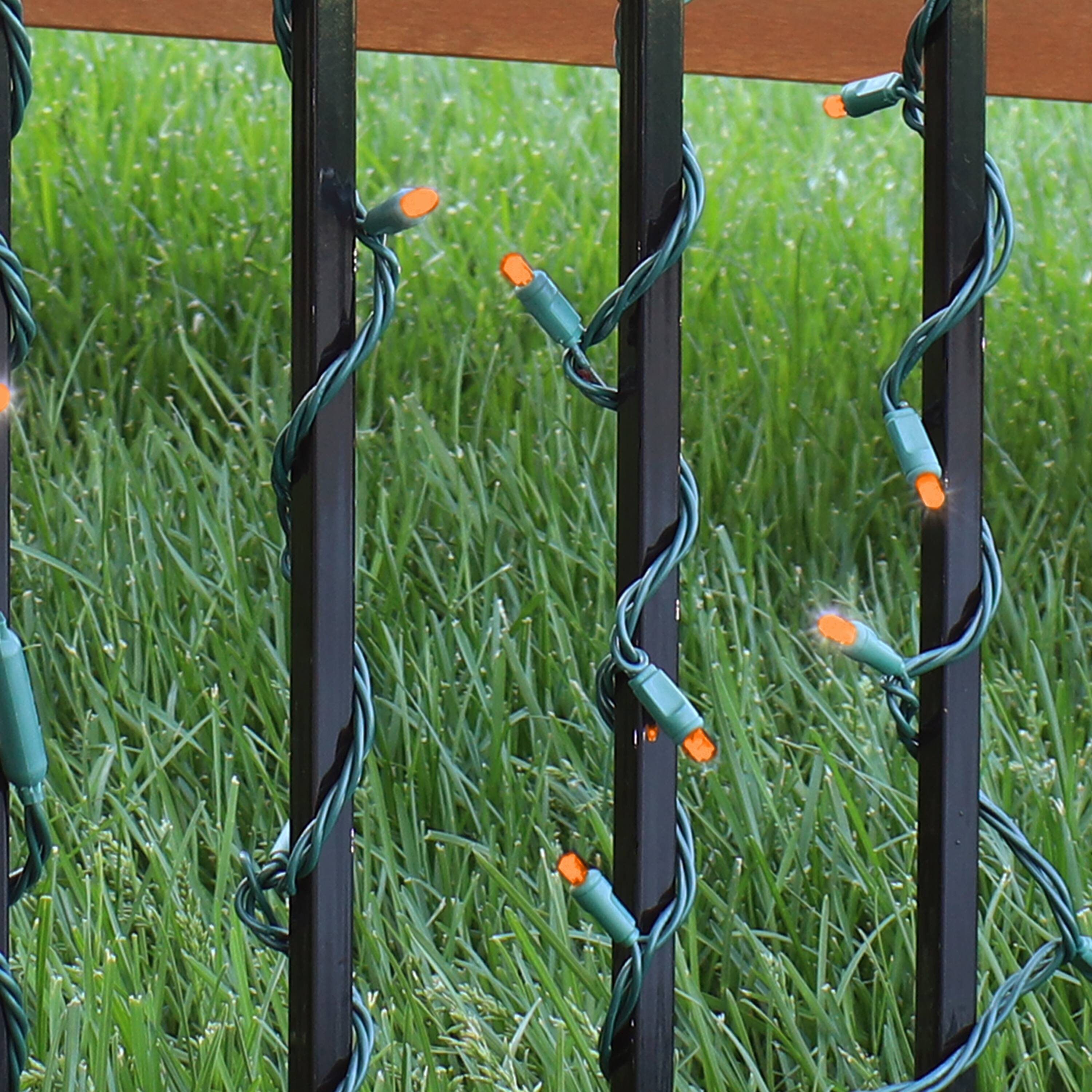 Alt View 4. Sunnydaze - 22 ft 70 Ct Holiday Wide Angle Outdoor LED String Lights - Orange.