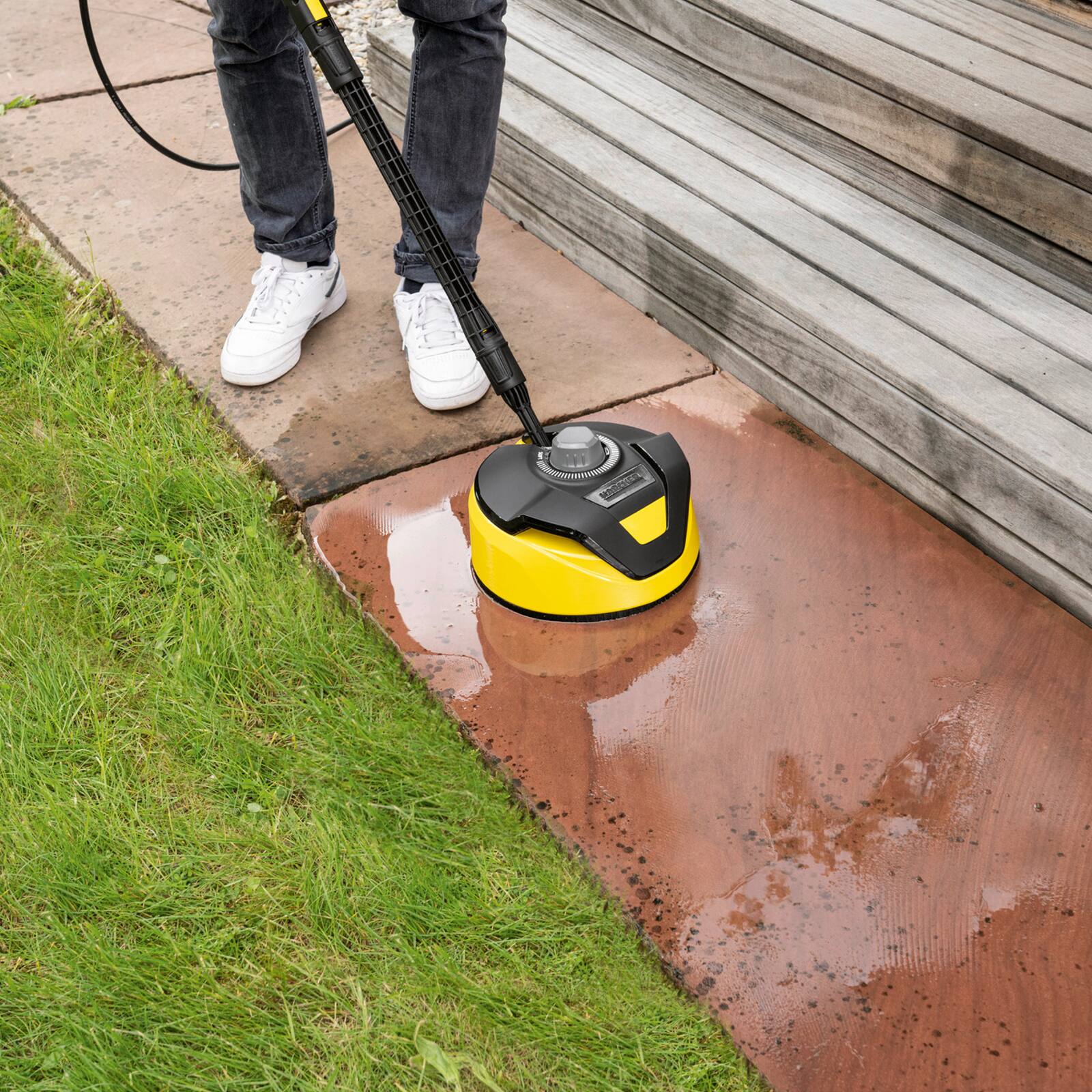Left. Karcher - K 5 Power Control CHK: 2500 PSI, 1.55 GPM, includes Car Kit, Surface Cleaner & Foam Cannon, for cars, siding & driveways - Yellow.