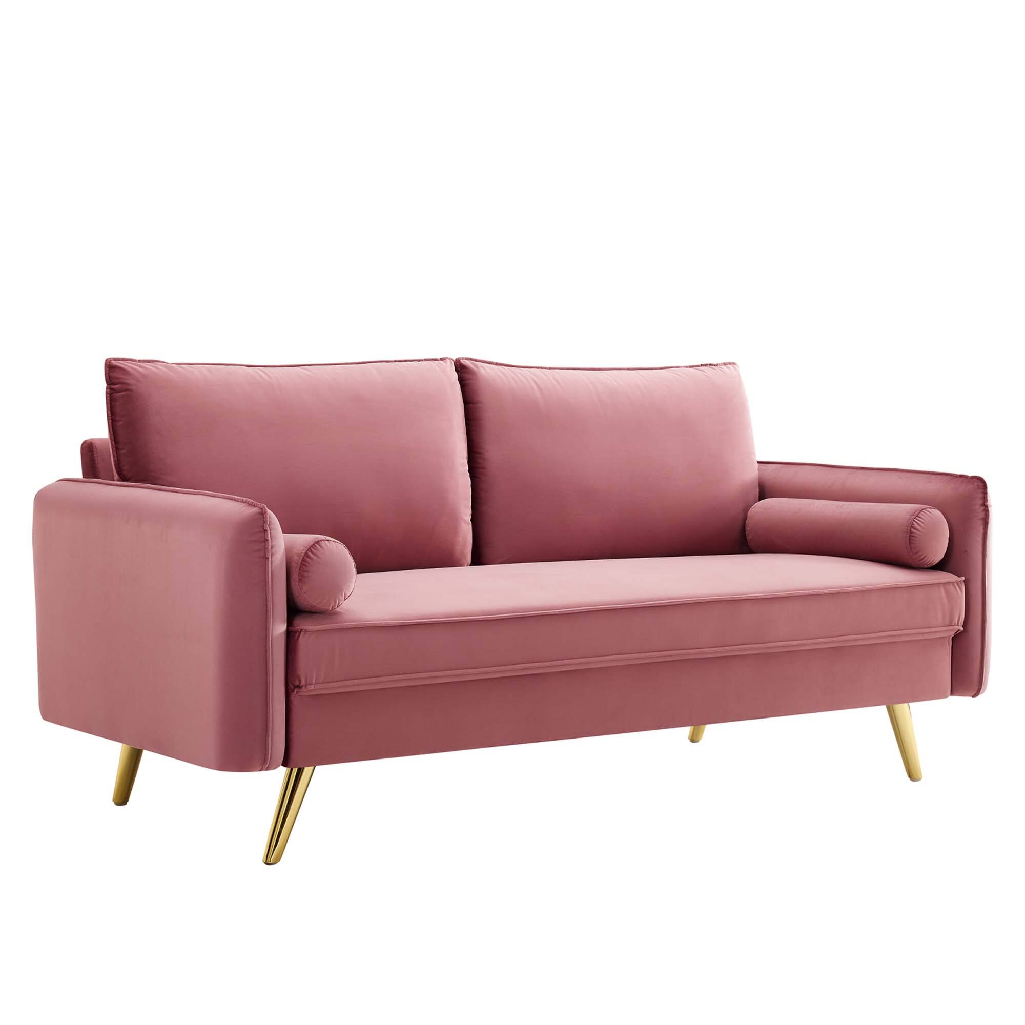 Angle. Modway - Revive Performance Velvet Sofa by Modway - Dusty Rose.