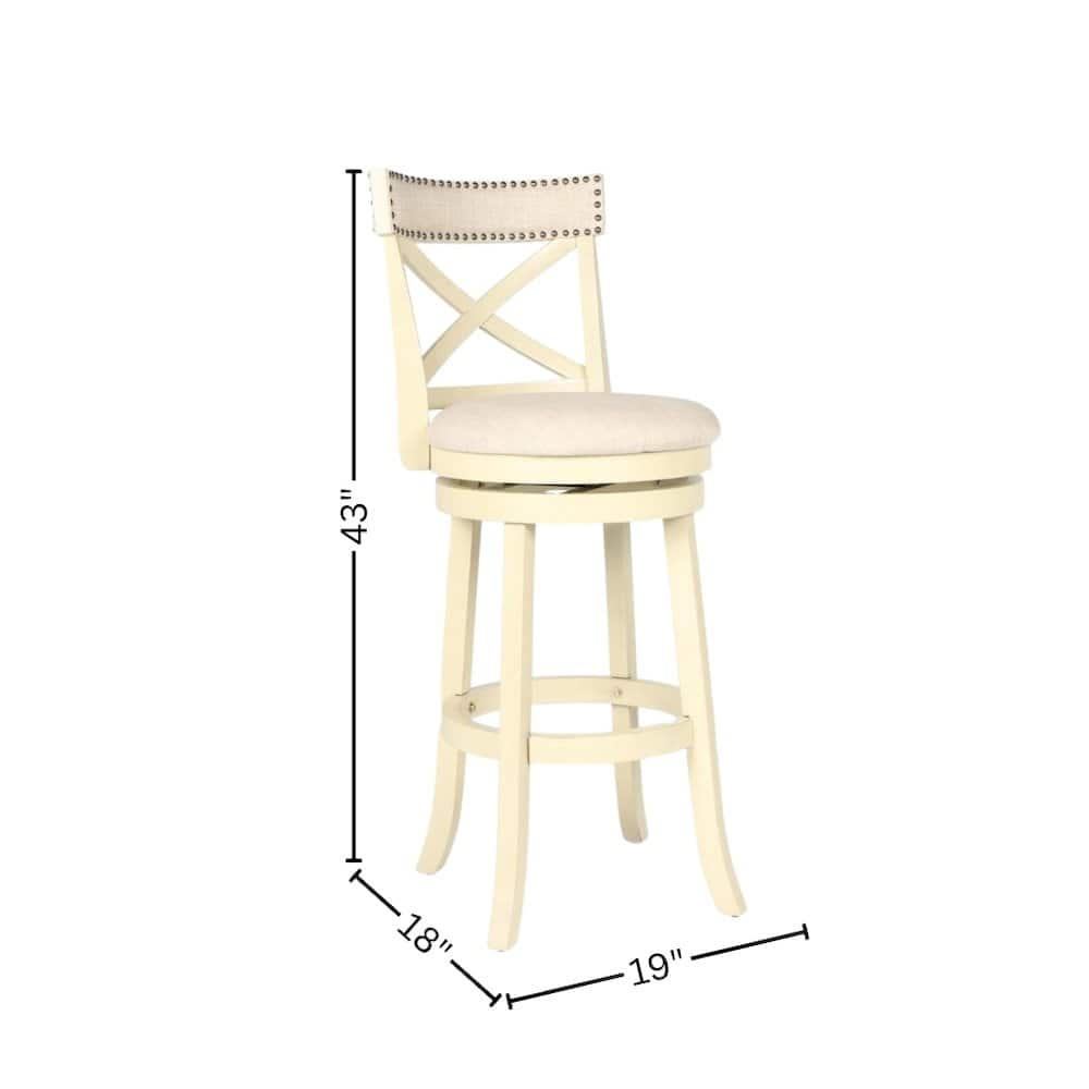 FurniFact - Solid Wood Swivel Bar Stools Set of 2 - White
