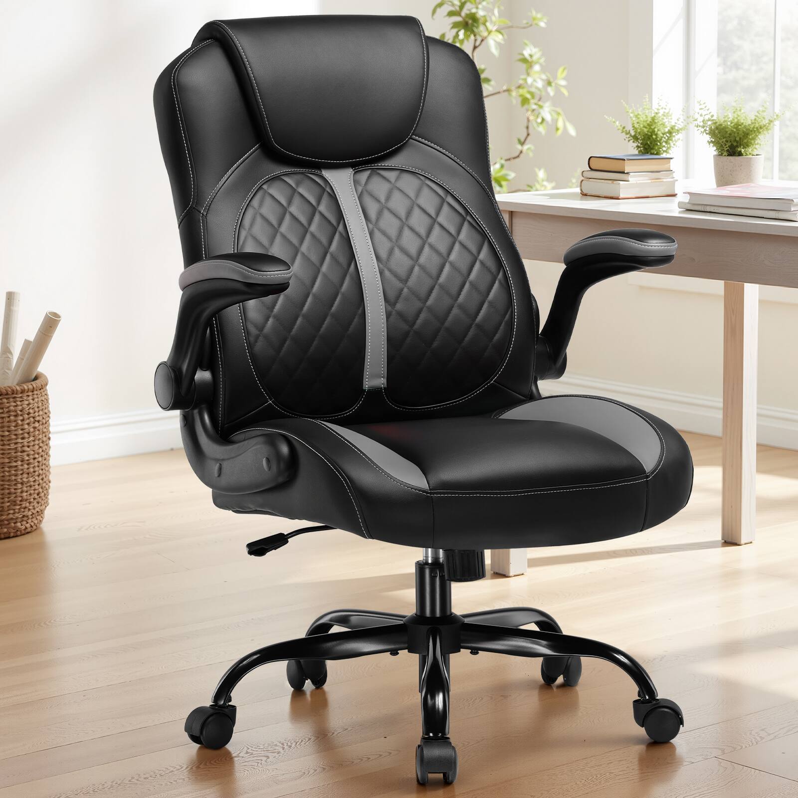 Alt View 5. GTPlayer - Ergonomic Office Chair with Flip-Up Armrests High-Density Foam Seat Executive Computer Chair,Gray - Gray.