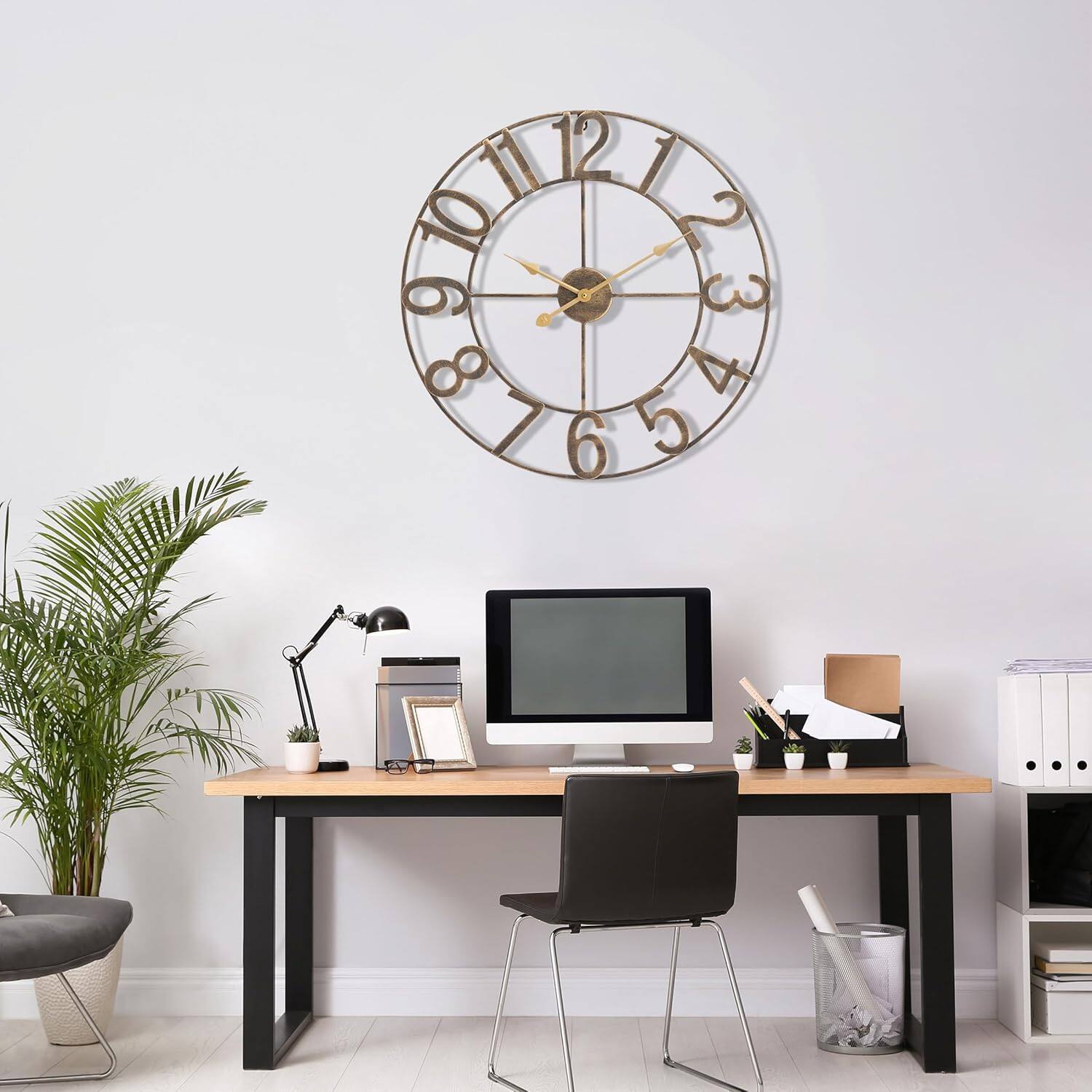 Alt View 1. Sorbus - Sorbus Large Wall Clock for Living Room Decor, 24 inch Big Wall Clock Decorative, Battery Operated Analog Large Clock - Brown.