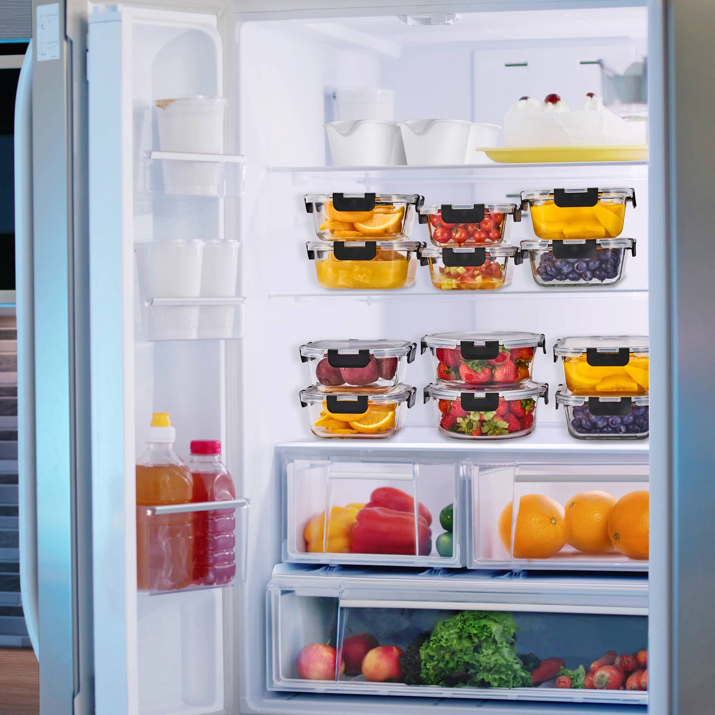 Alt View 3. Sorbus - Sorbus 20 Piece Rectangular (630ml/ 21.3oz/ 2.6cups) Glass Meal Prep Containers with Airtight Lids - Oven Safe - Clear.