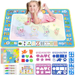 EZTW1 - Water Doodle Mat Mess Free Coloring Educational Toys For 3 4 5 6 7 8 Years Old With Magic Pens Christmas Birthday - Alphabet 31"X24"