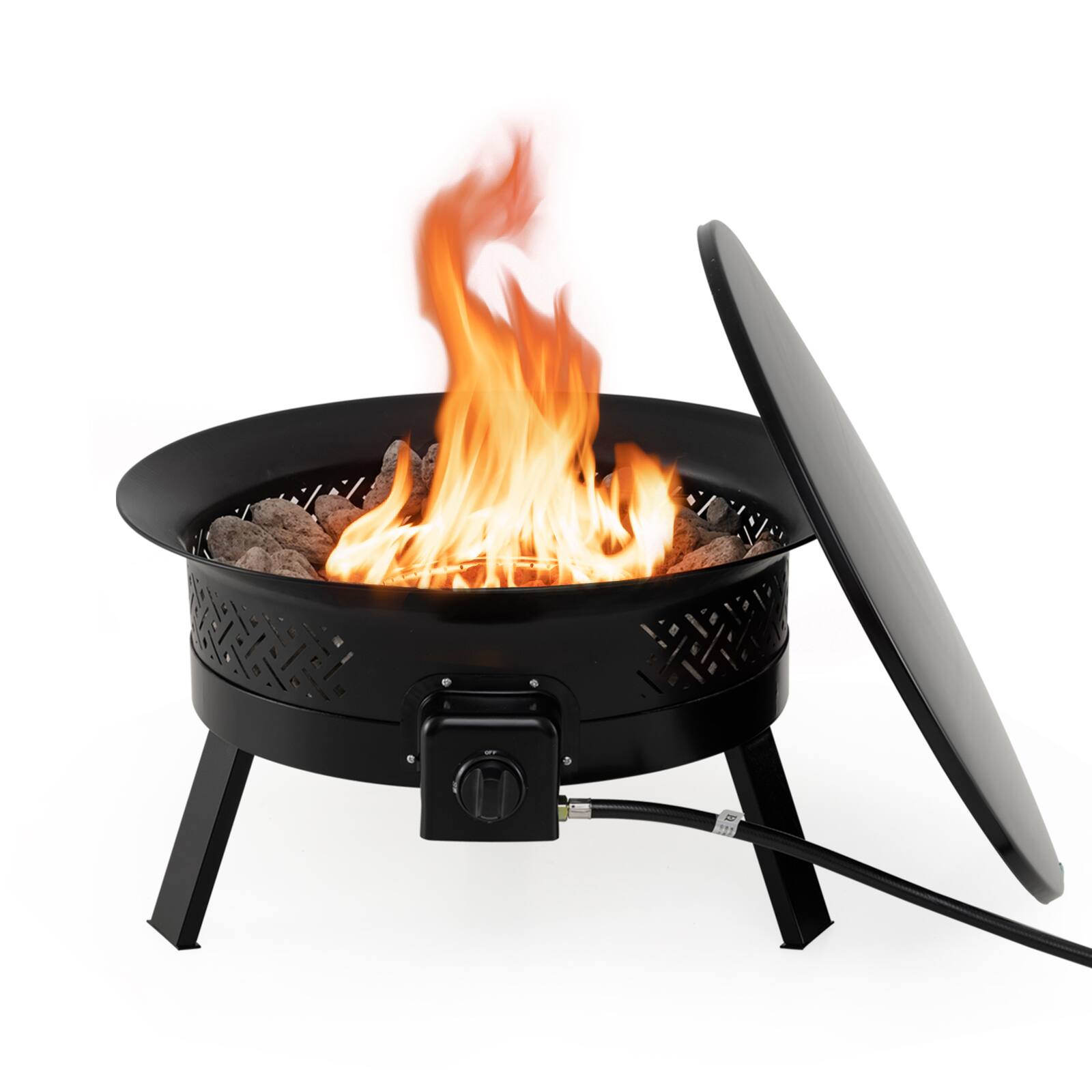 Alt View 9. Gymax - Gymax 24.5 Inch Portable Propane Fire Pit w/Carry Strap Lid Folding Legs for Camping - Black.