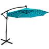 Costway - 10FT Patio Offset Umbrella Solar Powered LED 360Degree Rotation Aluminum - Turquoise