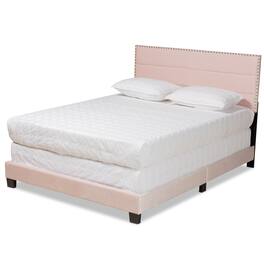 Baxton Studio - Tamira Modern and Contemporary Glam Velvet Fabric Upholstered Full Size Panel Bed - Light Pink/Black