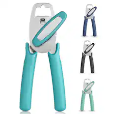 Front. Zulay Kitchen - Zulay Kitchen Heavy-Duty Manual Can Opener with Soft Grip Handles & Built-In Bottle Opener - Aqua.
