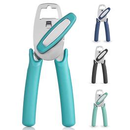 Zulay Kitchen - Heavy-Duty Manual Can Opener with Soft Grip Handles & Built-In Bottle Opener - Aqua