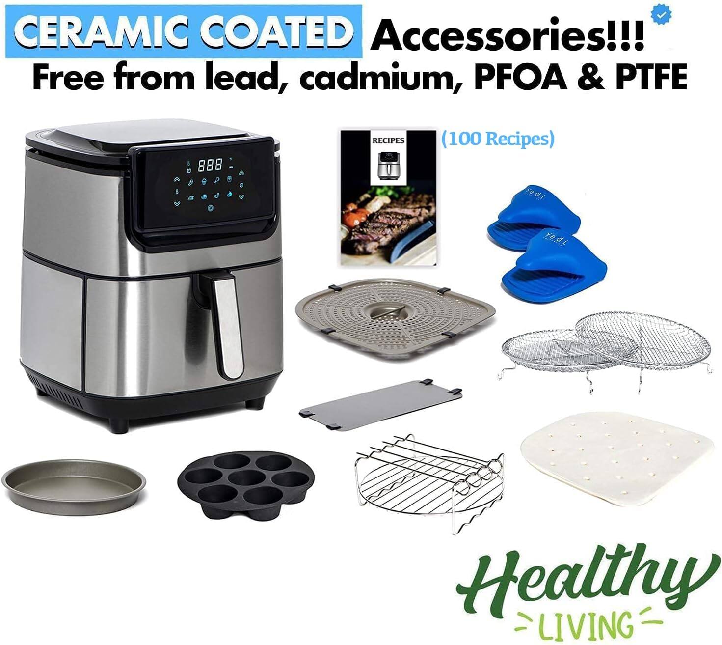 CERAMIC COATED Accessories!!! Free from lead, cadmium, PFOA & PTFE. 100 Recipes (100 Recipes) Healthy LIVING
