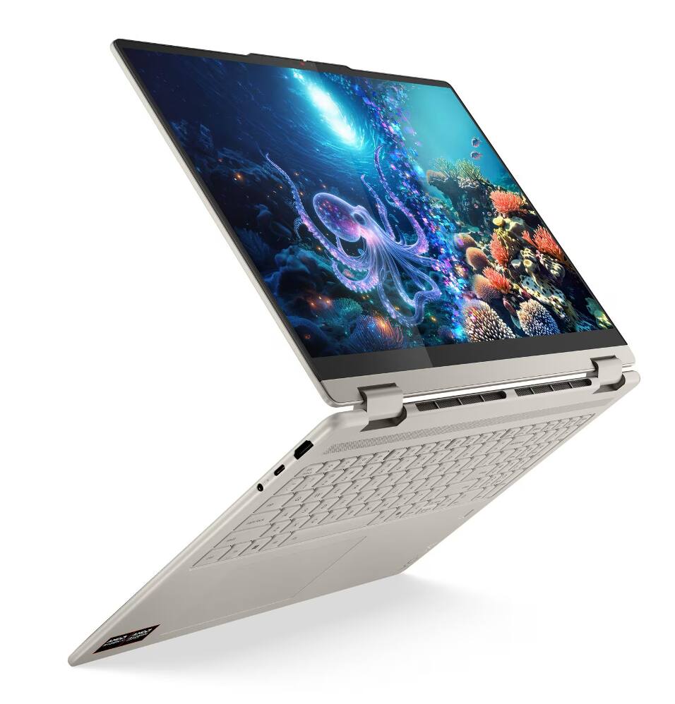 Alt View 7. Lenovo - Lenovo Yoga 2-in-1 Laptop 16.0 WUXGA Display (AMD Ryzen AI 7 350, 16GB LPDDR5X, 1TB M.2  PCIe SSD, Win 11 Pro) - Seashell.