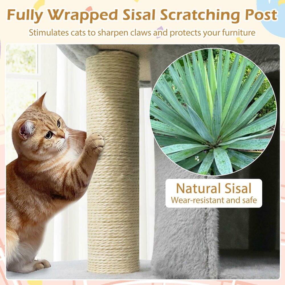 Fully Wrapped Sisal Scratching Post  
Stimulates cats to sharpen claws and protects your furniture  

Natural Sisal  
Wear-resistant and safe