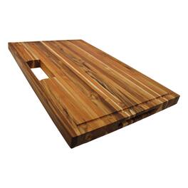 EcoDecors - EcoDecors, Teak Edge Grain Cutting Board 29"x18" with Juice Groove, Handles & Waste Chute - Natural Edge Grain Teak