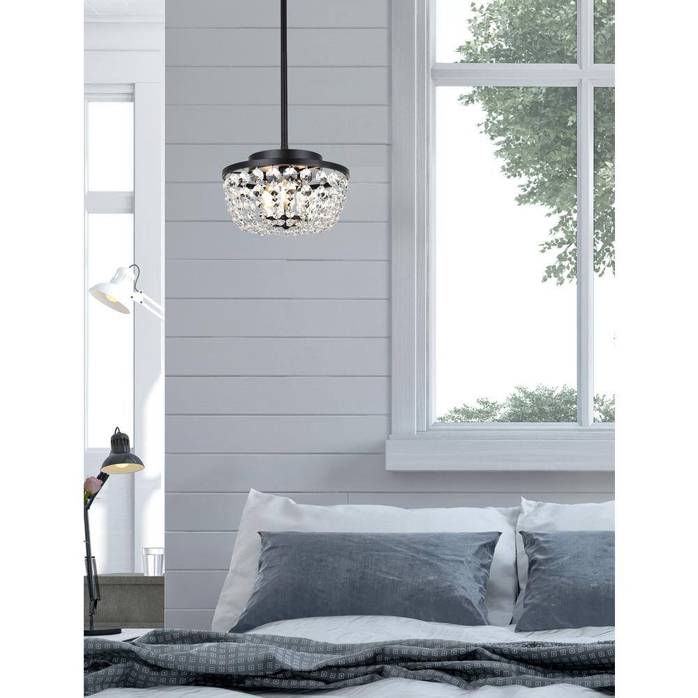 Angle. Elegant Lighting - Gianna 10 inch pendant in black - Black.