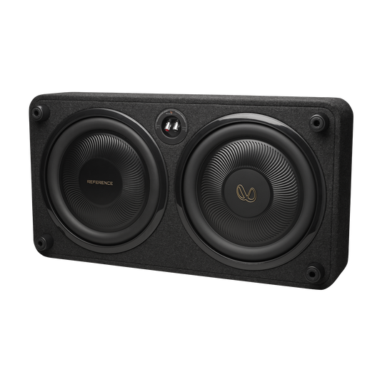 Back. Infinity - INFINITY REFERENCE 1200SSL SINGLE 12" THIN enclosure   with Passive Radiator - Black.
