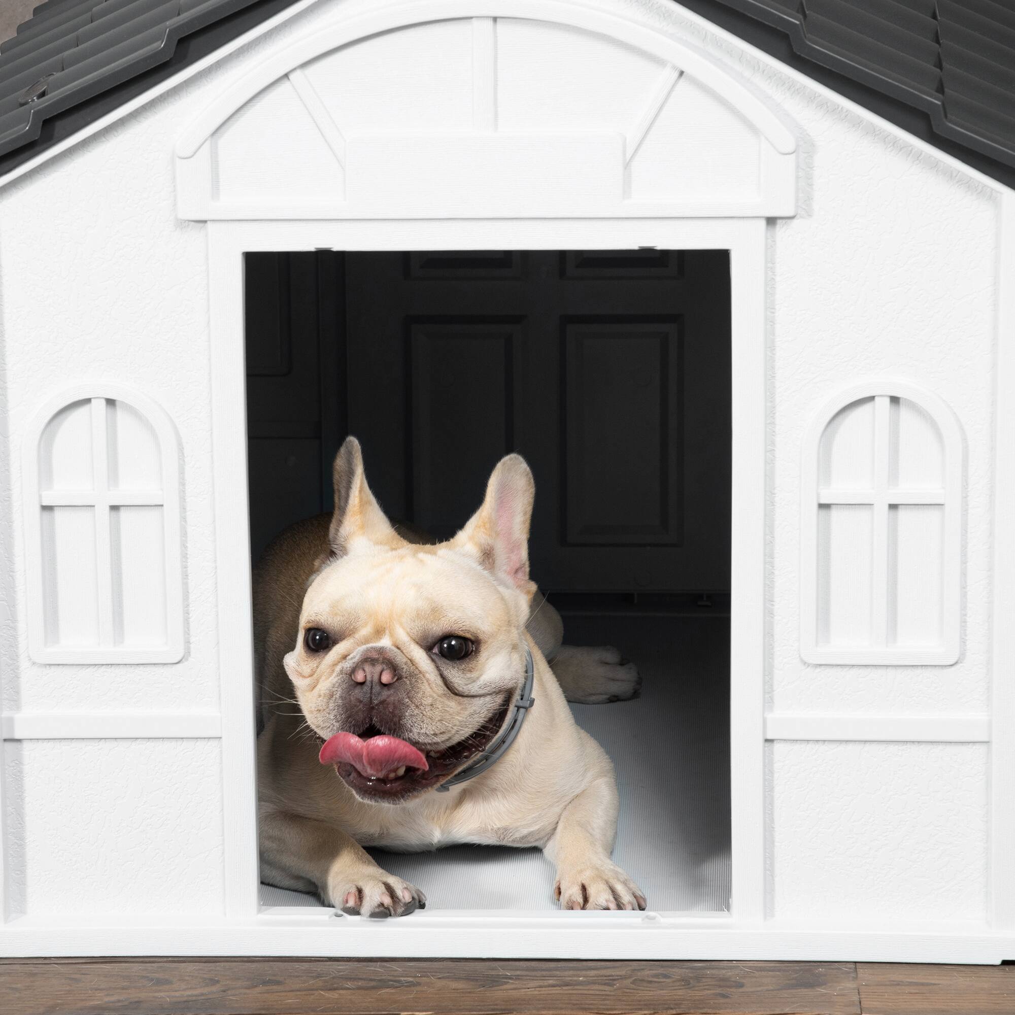 Alt View 3. Siljoy - Gray Plastic Dog House, Water‑Resistant Snap‑Together Shelter for Small/Medium Dogs, Up to 44 lbs.