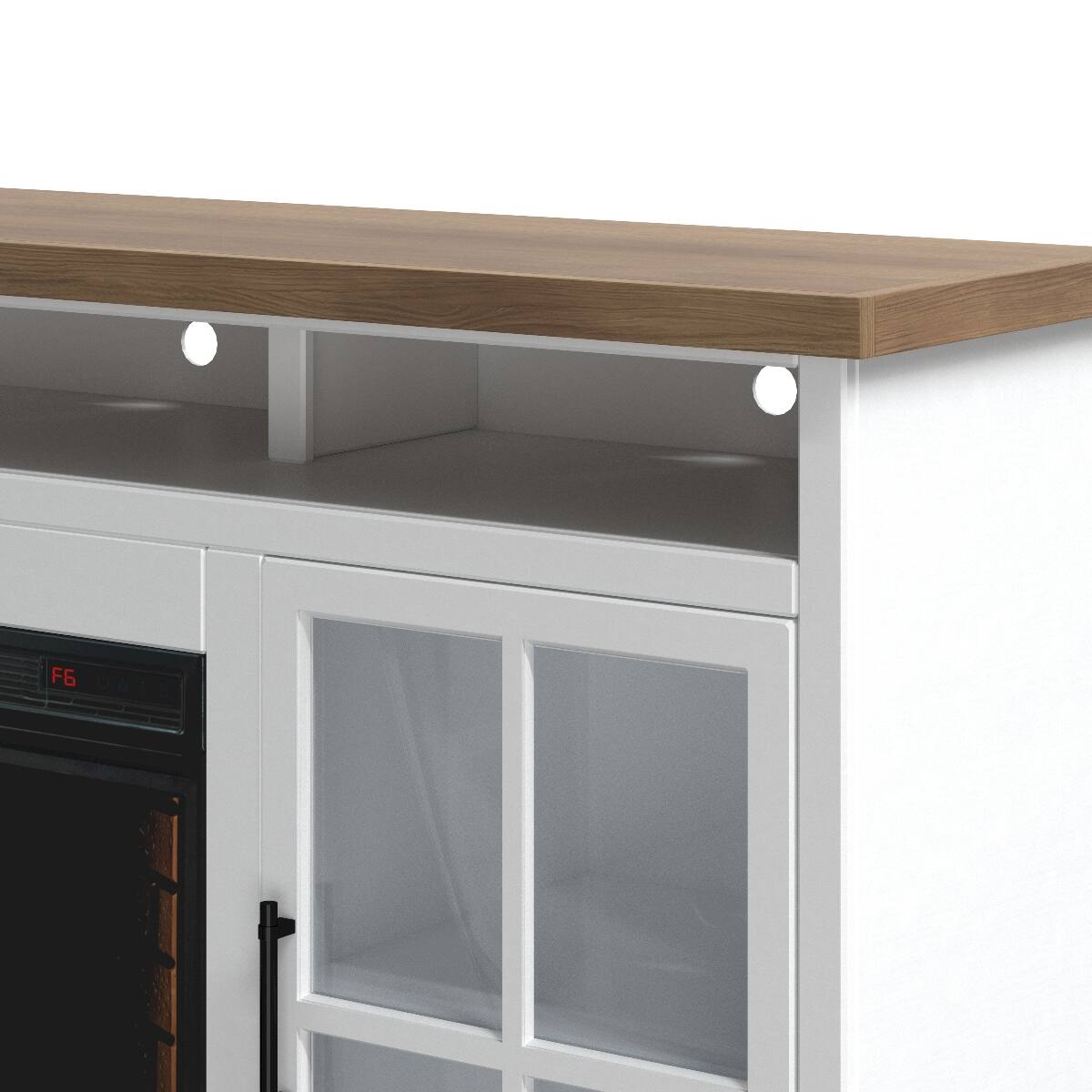 Alt View 4. Loheer - Loheer 74 inch farmhouse fireplace tv stand for 85 inch tv White - White.