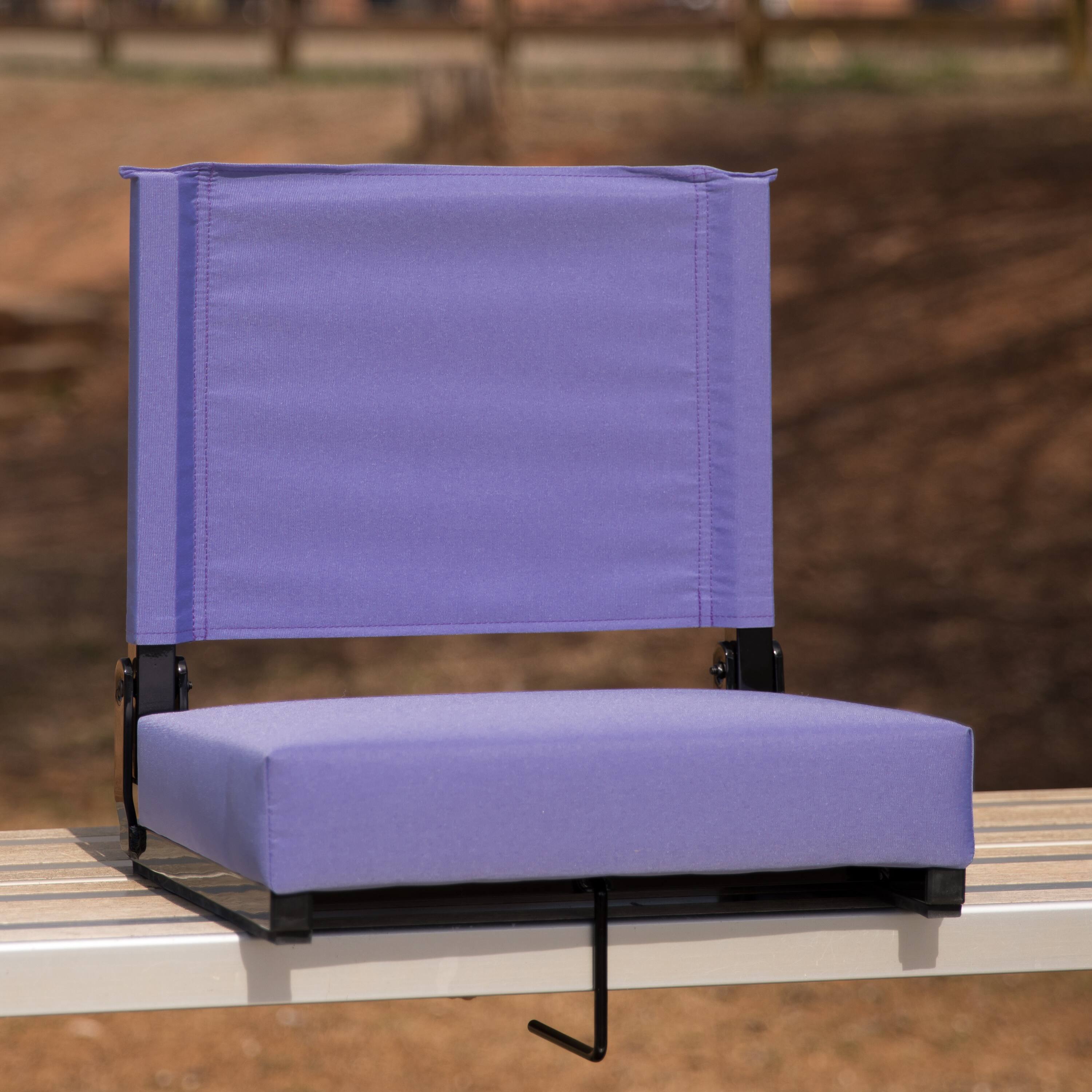 Alt View 1. Emma + Oliver - 500 lb. Rated Lightweight Stadium Chair with Handle & Ultra-Padded Seat - Purple.
