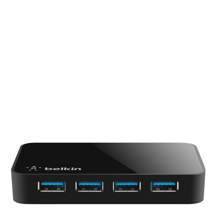 Angle. Belkin - SuperSpeed USB 3.0 4-Port Hub - Black.