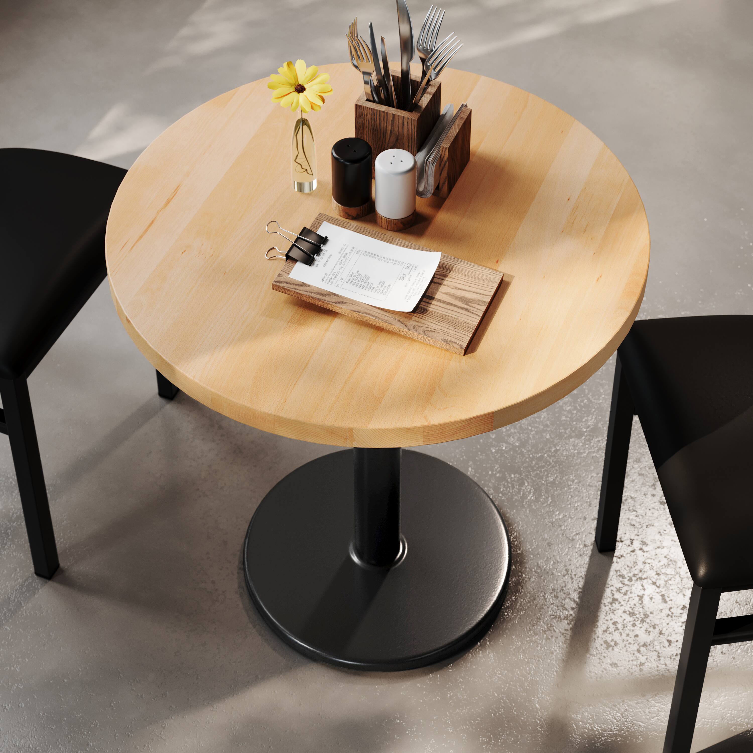 Alt View 3. Flash Furniture - Bennett 30" Round Solid Wood Commercial Indoor Tabletop in Natural with 18" Round Dining Height Rust-Resistant Black Cas - Natural.